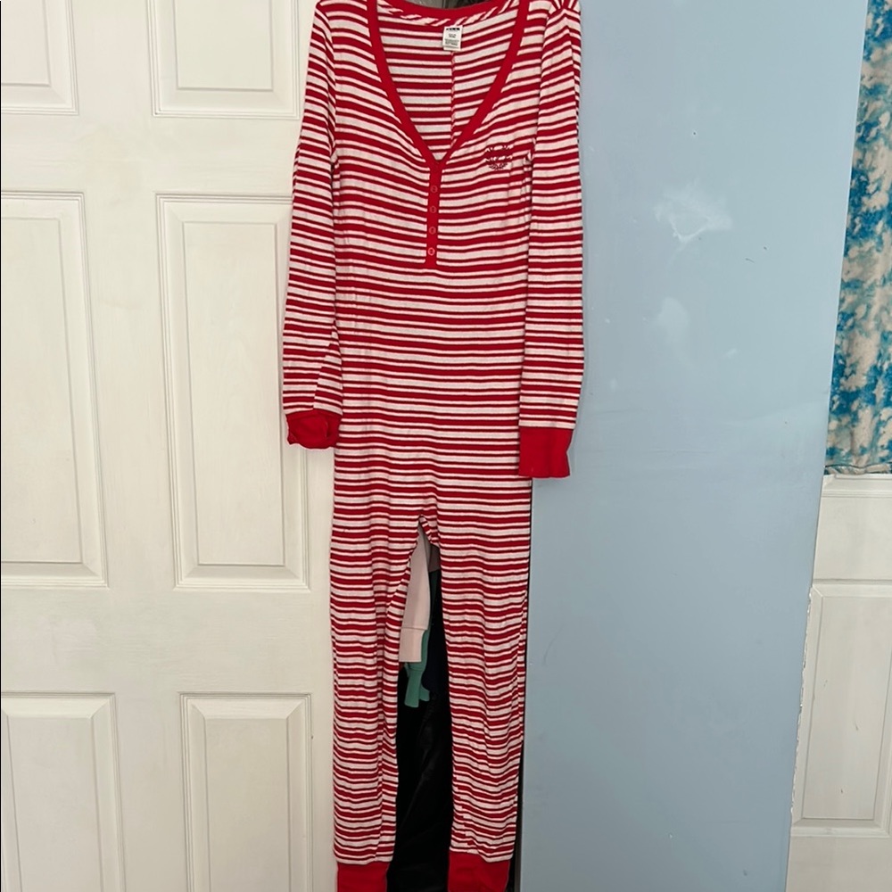 PINK Victoria's Secret vermillion Striped onesie